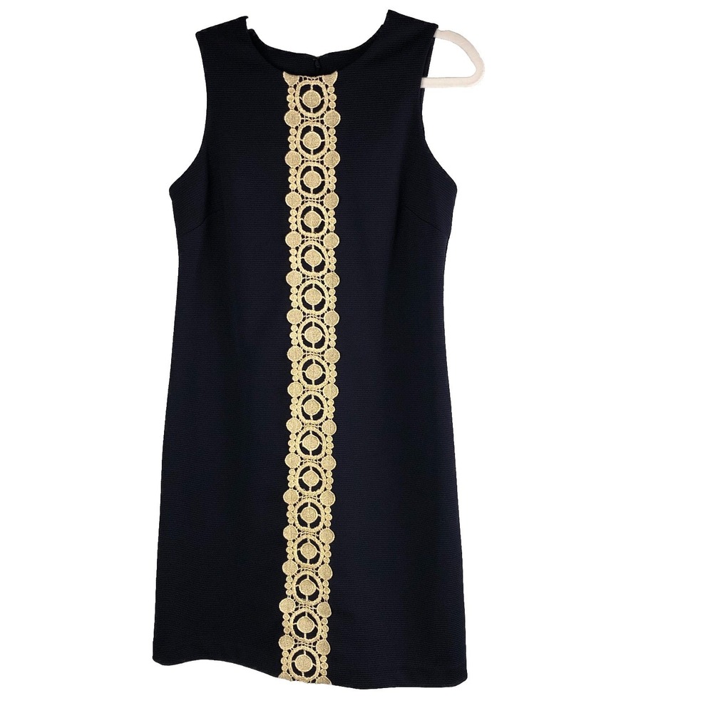 Jessica Simpson Womens Sheath‎ Dress Size 6 Navy Sleeveless Embroidered Classic